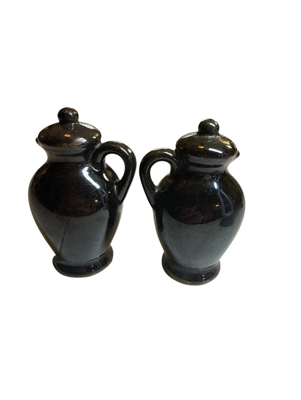 Vintage Black Pitcher Jug Salt Pepper Shaker Set Japan 3